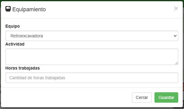 Reporte de Equipamiento
